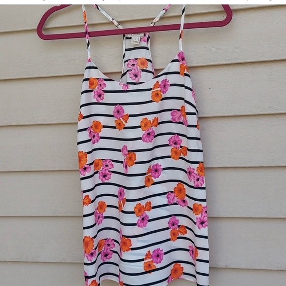 J Crew | Women’s Floral Racerback Tank Top Cami Blouse Shirt Size 2 - Picture 1 of 8